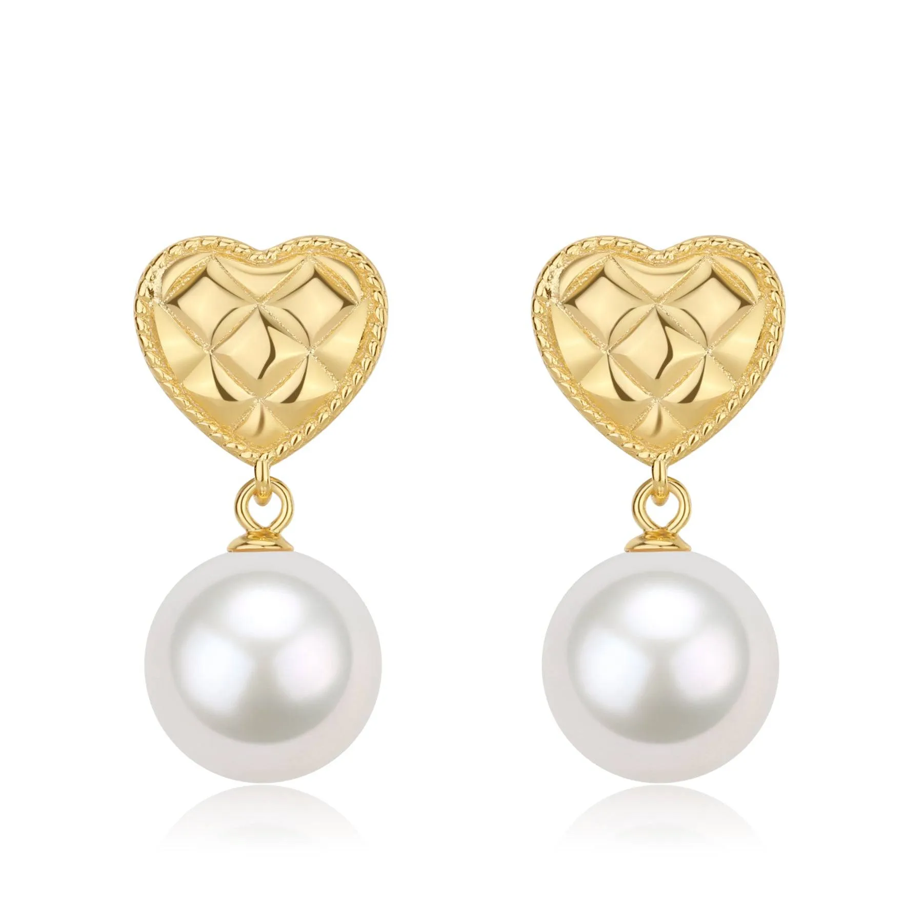 10-11mm Freshwater Pearl & Heart Earrings