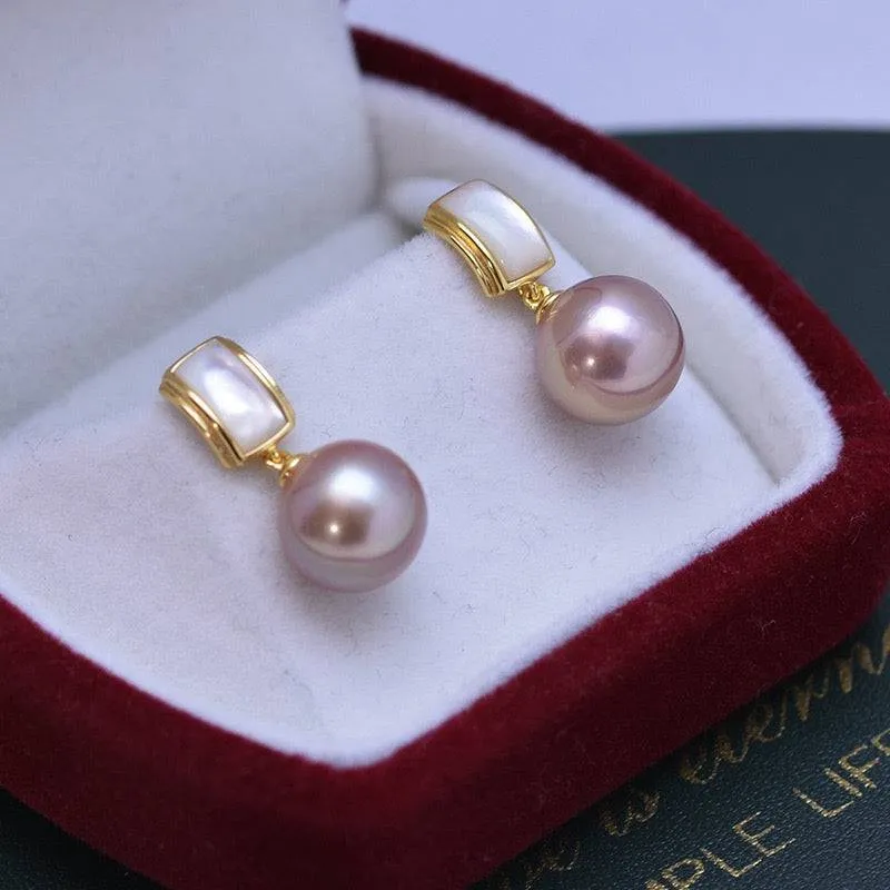 10-11mm Freshwater Pearl & Mother Of Pearls Earrings
