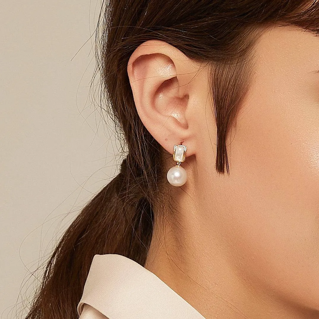 10-11mm Freshwater Pearl & Mother Of Pearls Earrings