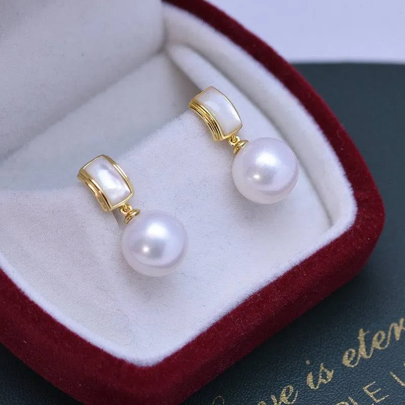 10-11mm Freshwater Pearl & Mother Of Pearls Earrings