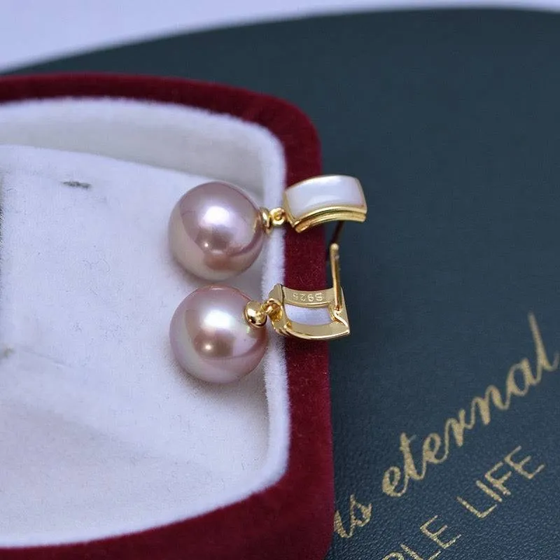 10-11mm Freshwater Pearl & Mother Of Pearls Earrings