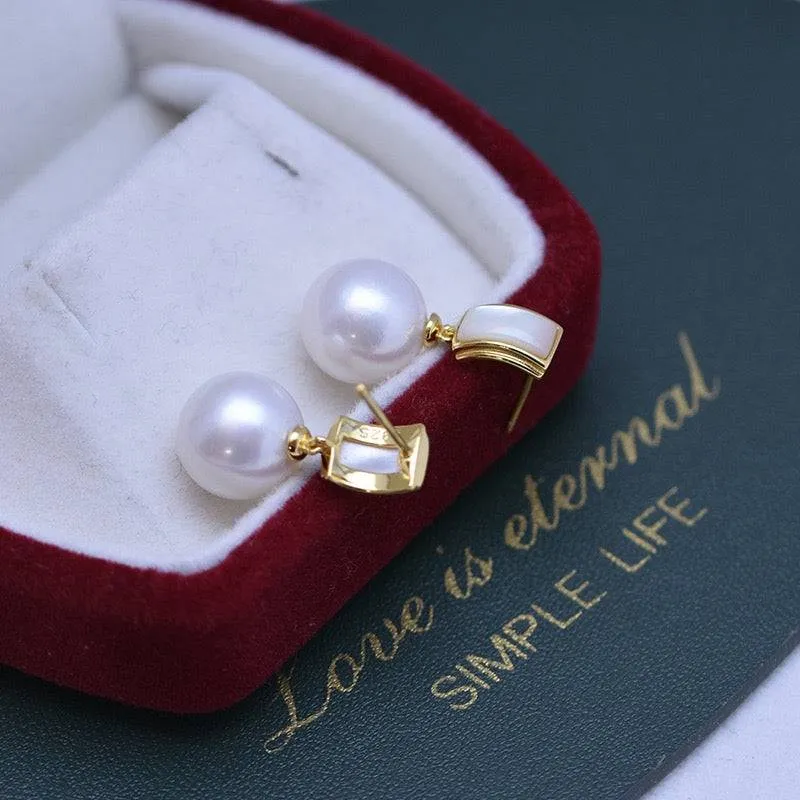 10-11mm Freshwater Pearl & Mother Of Pearls Earrings