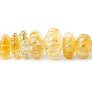 11mm-18.5mm Citrine Carved Faceted Rondelle Beads 8.5 inch 29 pieces