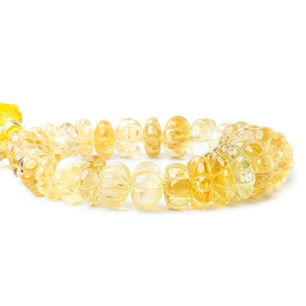 11mm-18.5mm Citrine Carved Faceted Rondelle Beads 8.5 inch 29 pieces
