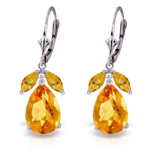 13 Carat 14K Solid White Gold Ways Of The World Citrine Earrings