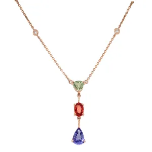 14 Karat Rosé Drop Gemstone Necklace