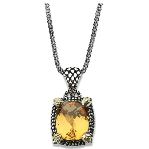 14K And 925 Sterling Silver Pendant With Citrine (141P114811CT)