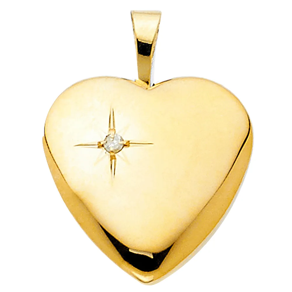 14K Diamond Accent Heart Locket Pendant