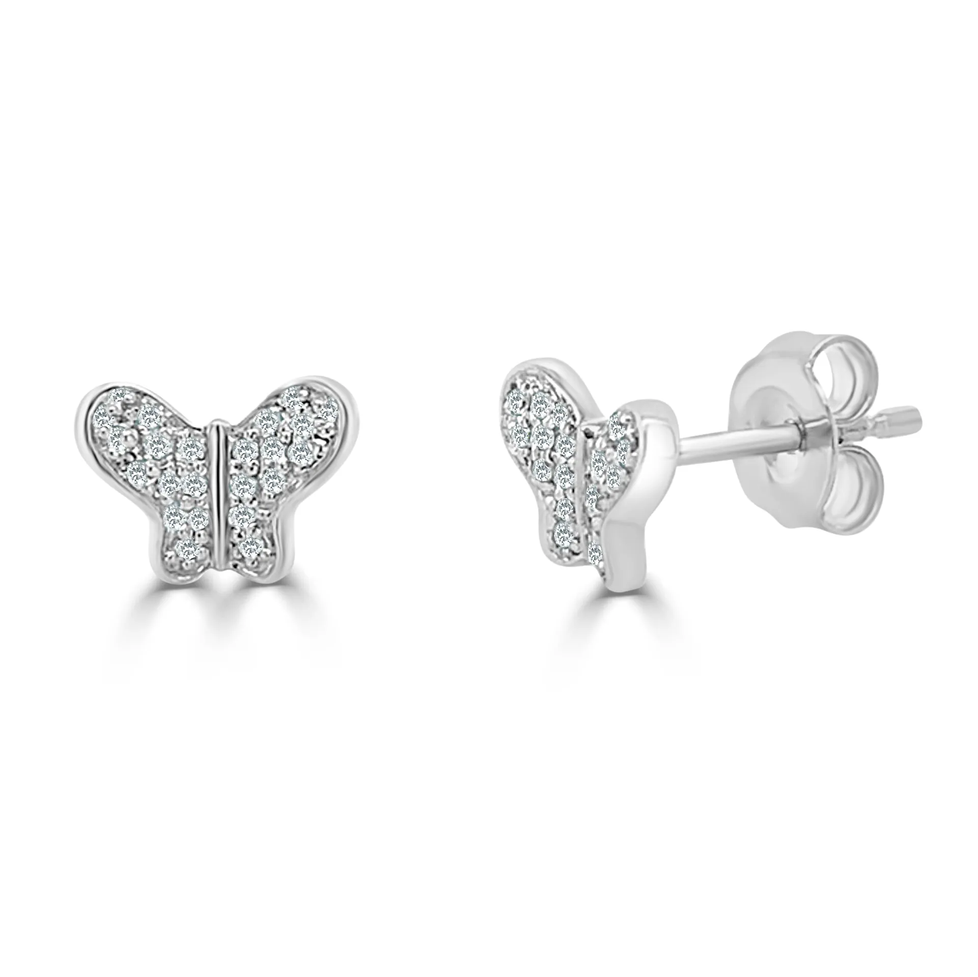 14k Gold & Diamond Butterfly Studs - 0.10ct