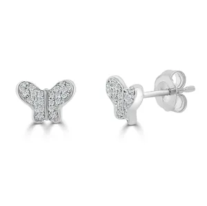 14k Gold & Diamond Butterfly Studs - 0.10ct