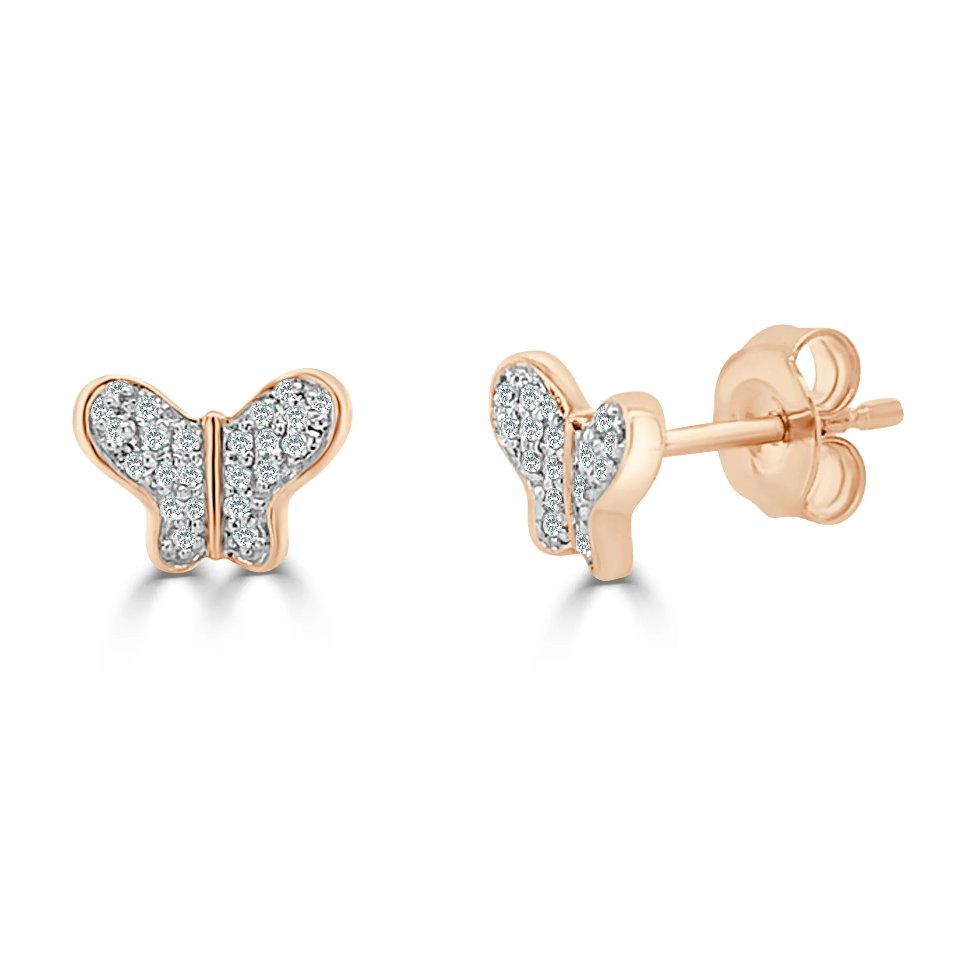 14k Gold & Diamond Butterfly Studs - 0.10ct