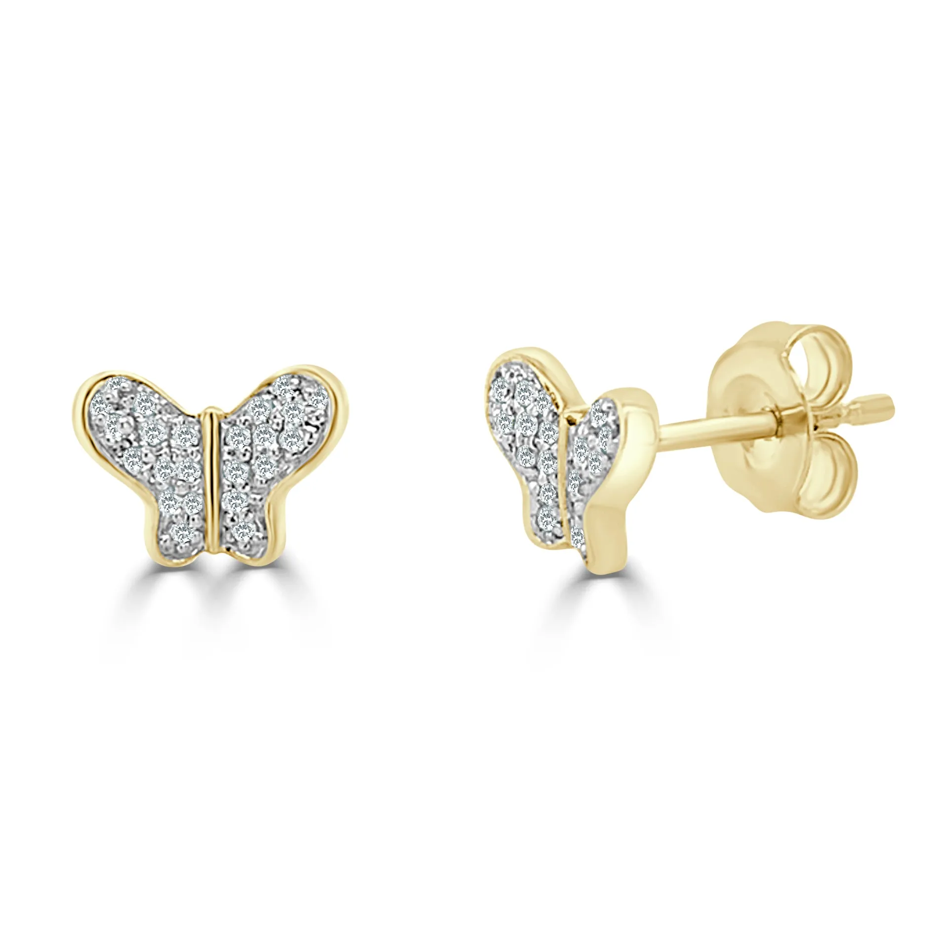 14k Gold & Diamond Butterfly Studs - 0.10ct
