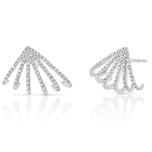 14k Gold & Diamond Cage Huggie Earrings - 0.37ct