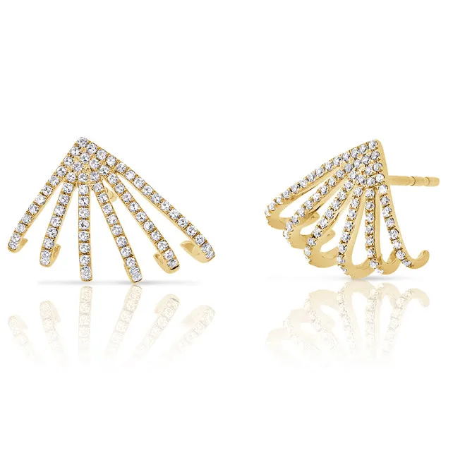 14k Gold & Diamond Cage Huggie Earrings - 0.37ct