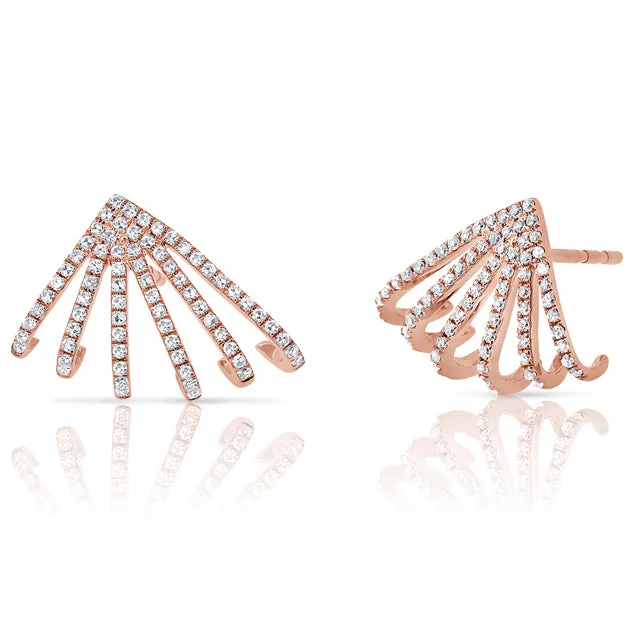 14k Gold & Diamond Cage Huggie Earrings - 0.37ct