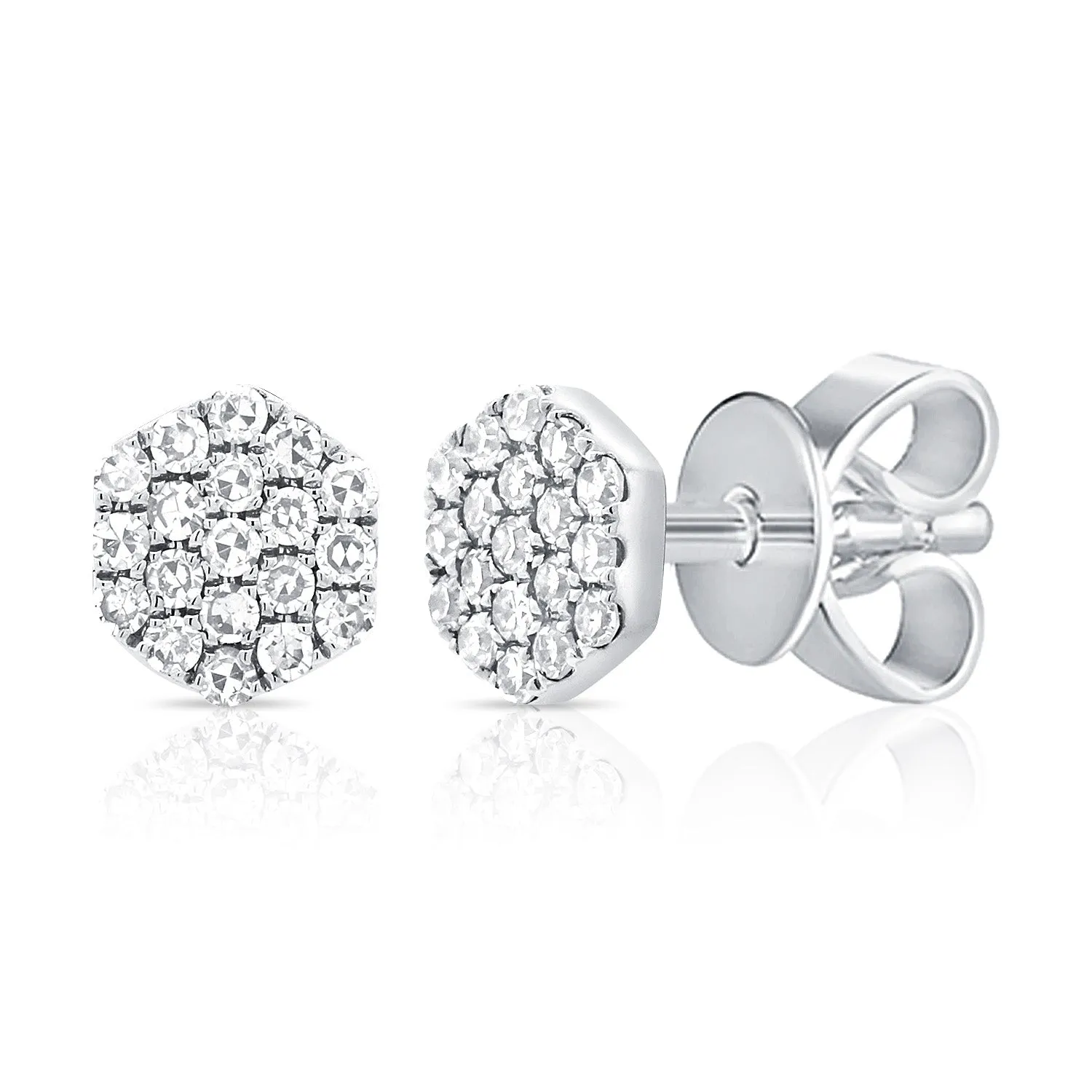 14k Gold & Diamond Cluster Earrings - 0.09ct
