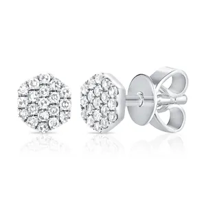14k Gold & Diamond Cluster Earrings - 0.09ct