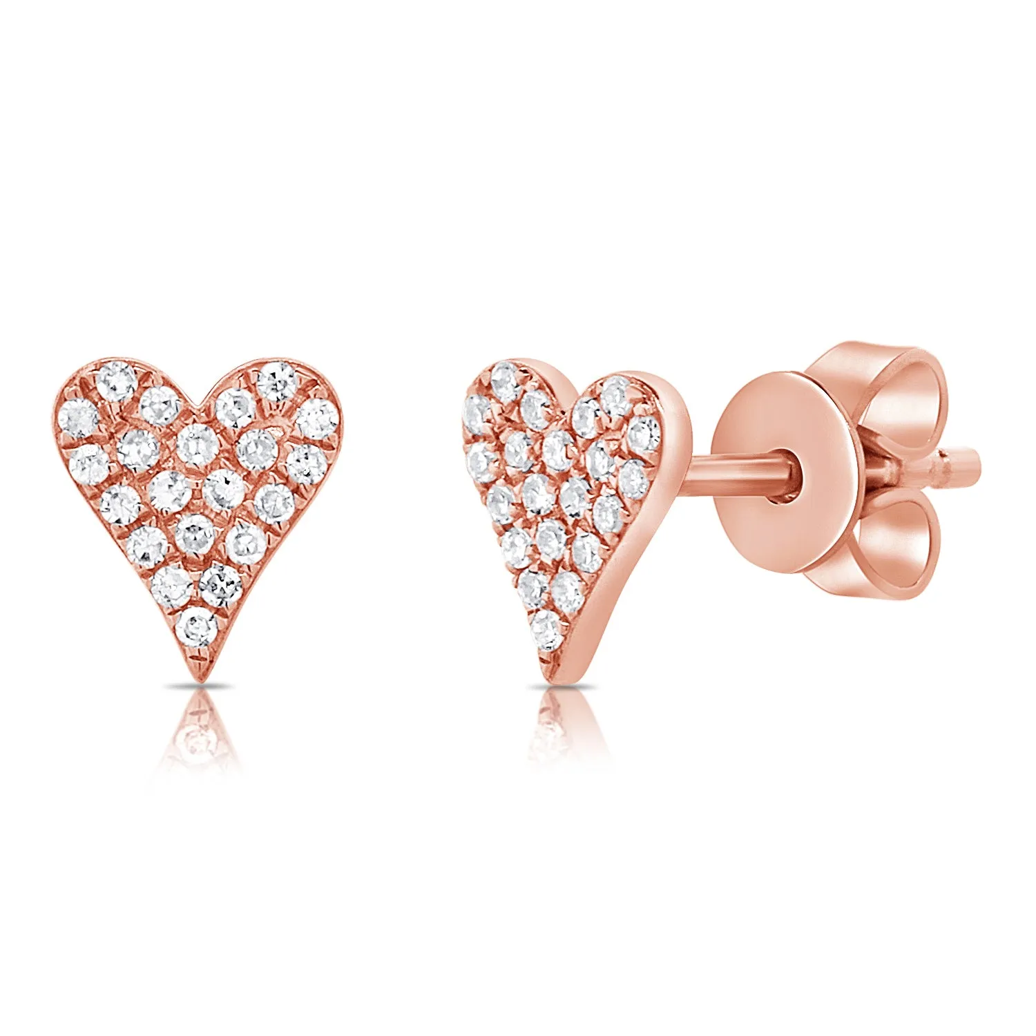 14k Gold & Diamond Heart Earrings-0.13ct.