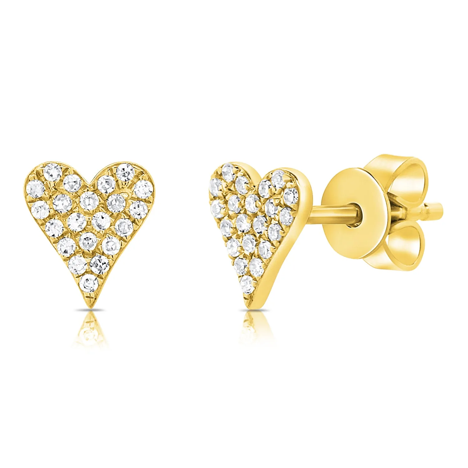 14k Gold & Diamond Heart Earrings-0.13ct.