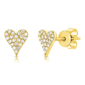 14k Gold & Diamond Heart Earrings-0.13ct.
