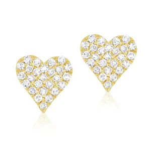 14k Gold & Diamond Heart Stud Earrings- 0.13 ct.