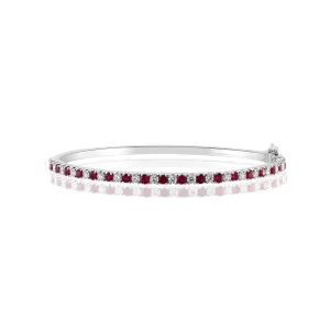 14K Gold Ruby And Diamond Bangle Bracelet