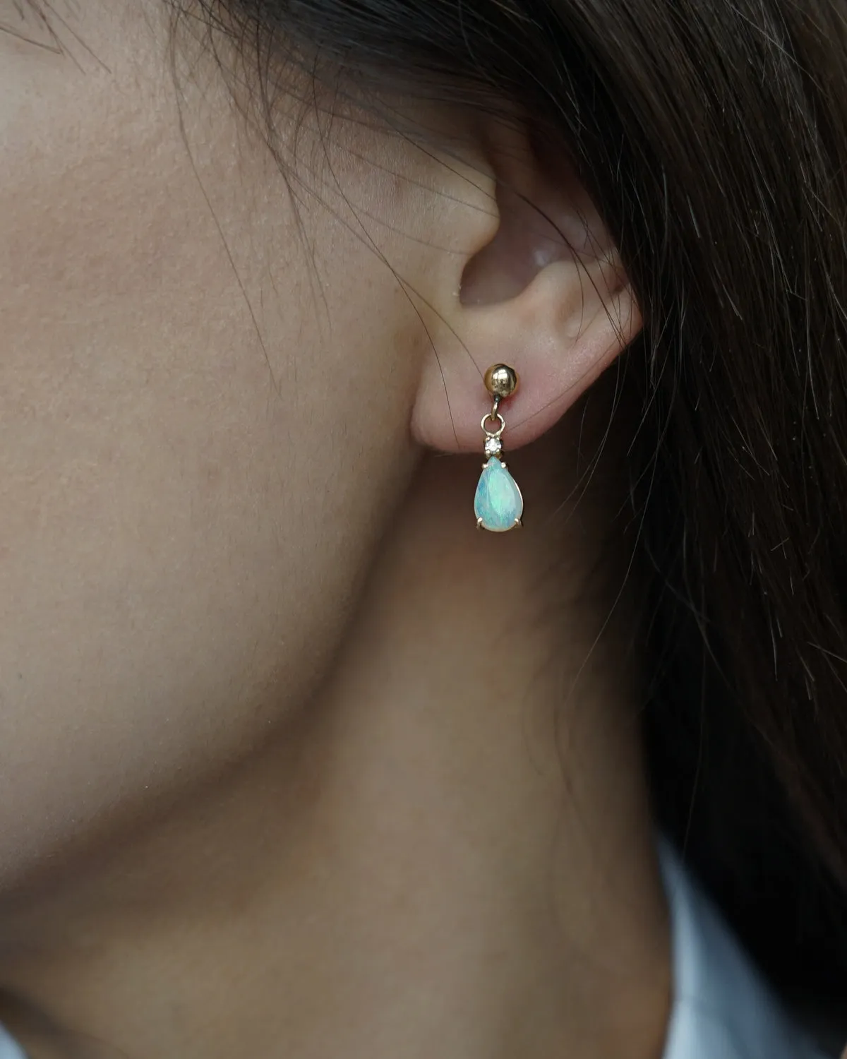14k Gold x Opal / Dia Earrings