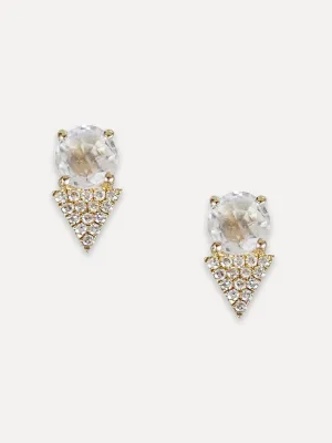 14K Moonstone & Diamond Triangle Studs