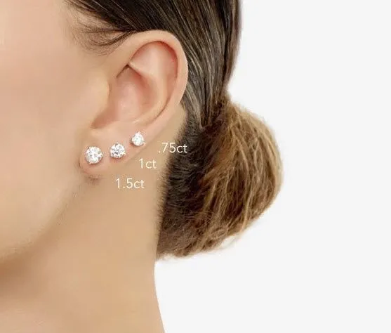 14k Rose Gold 4-prong Round Diamond Single Stud Earring 1.00ctw (6.5mm Ea), H-i Color, Si Clarity