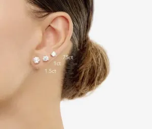 14k Rose Gold 4-prong Round Diamond Single Stud Earring 1.00ctw (6.5mm Ea), H-i Color, Si Clarity
