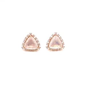 14K Rose Gold Diamond and Trillion Moonstone Earrings