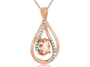 14K Rose Gold Morganite and Diamond Necklace