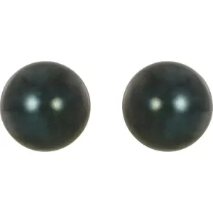 14K White 7 mm Black Akoya Cultured Pearl Earrings