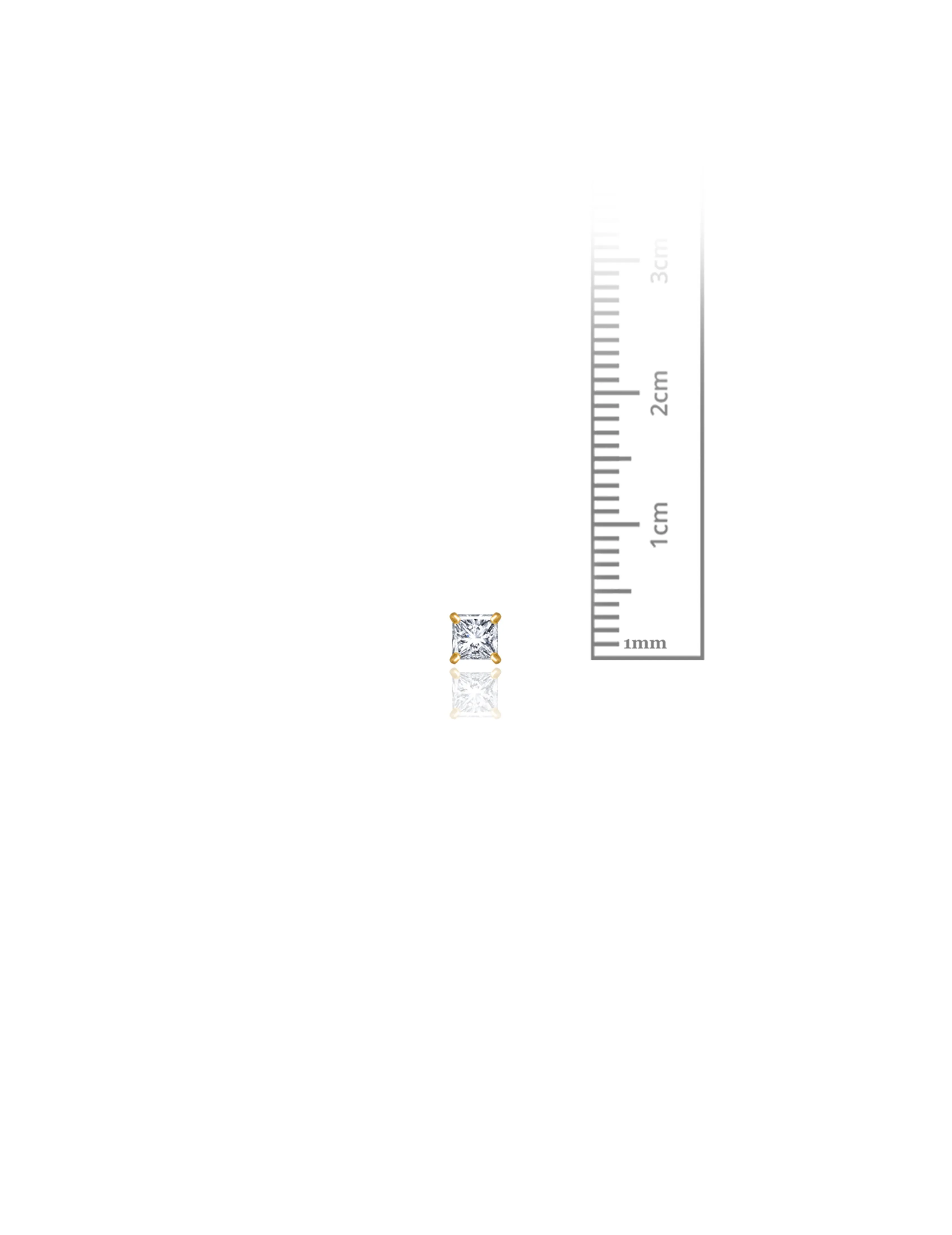 14K Yellow Gold 3MM Square CZ Screwback Stud Earrings