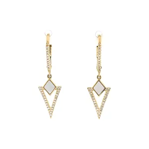14k Yellow Gold Mother of Pearl Arrow Earrings (I7696)