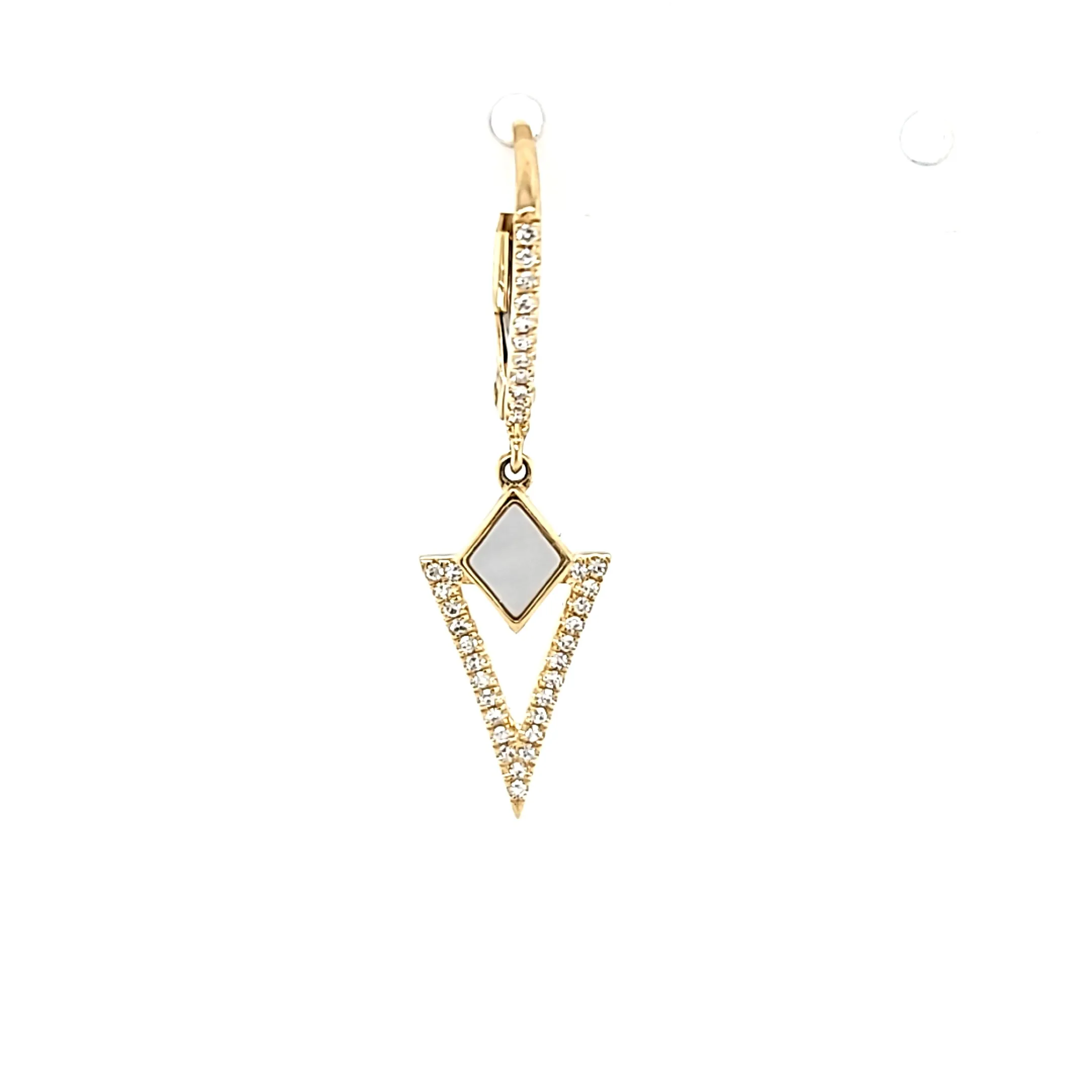14k Yellow Gold Mother of Pearl Arrow Earrings (I7696)
