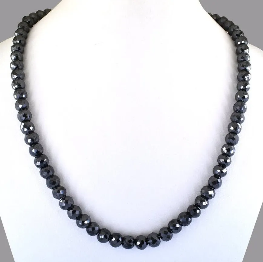 14KT BLACK DIAMOND BEAD NECKLACE-VARIOUS LENGTHS & CARAT WEIGHTS
