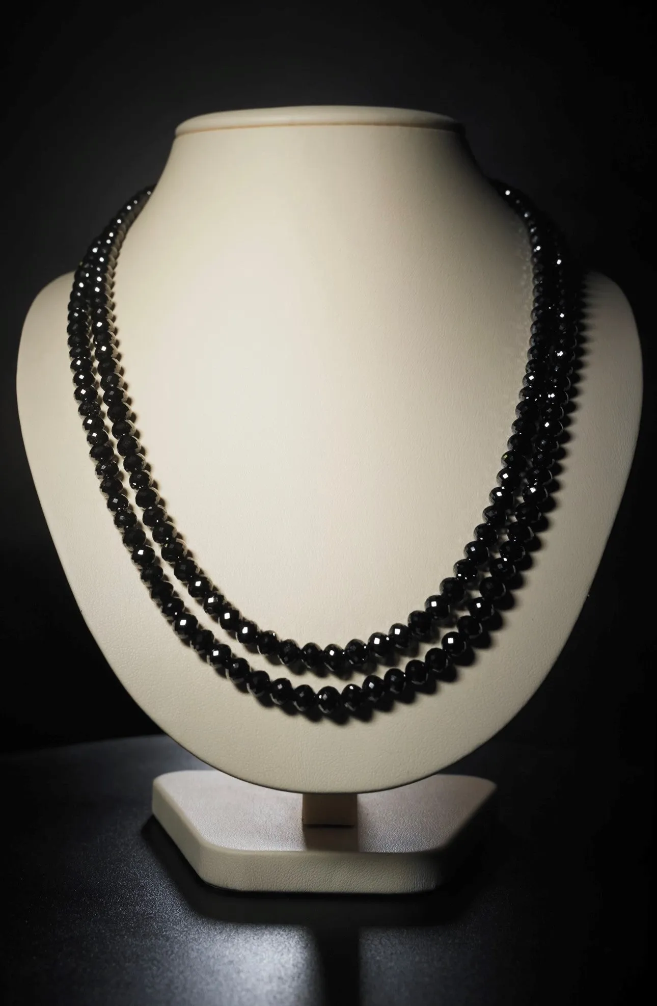 14KT BLACK DIAMOND BEAD NECKLACE-VARIOUS LENGTHS & CARAT WEIGHTS