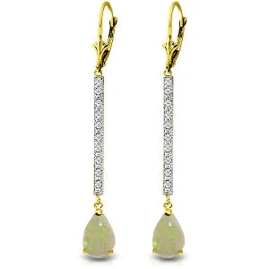 1.64 Carat 14K Solid Yellow Gold Earrings Diamond Opal