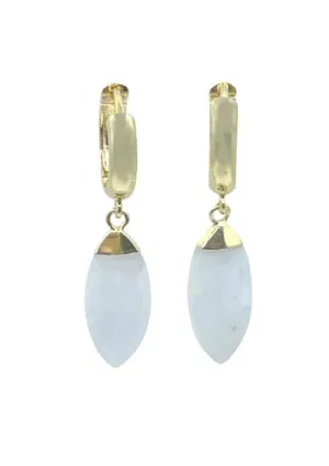17 x 8 mm Marquis Cut Moonstone on 18k Gold-Fill Hoop Earring