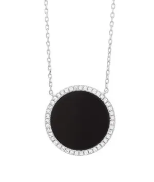 18 Karat White Circle Gemstone Necklace