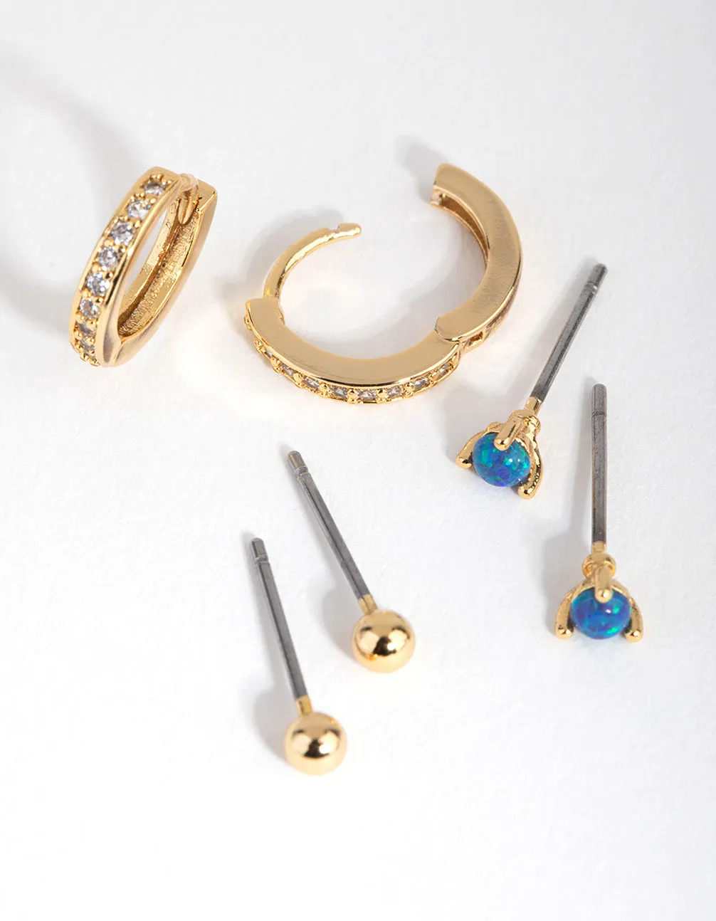 18ct Gold Plated Cubic Zirconia October Opal Earring Pack