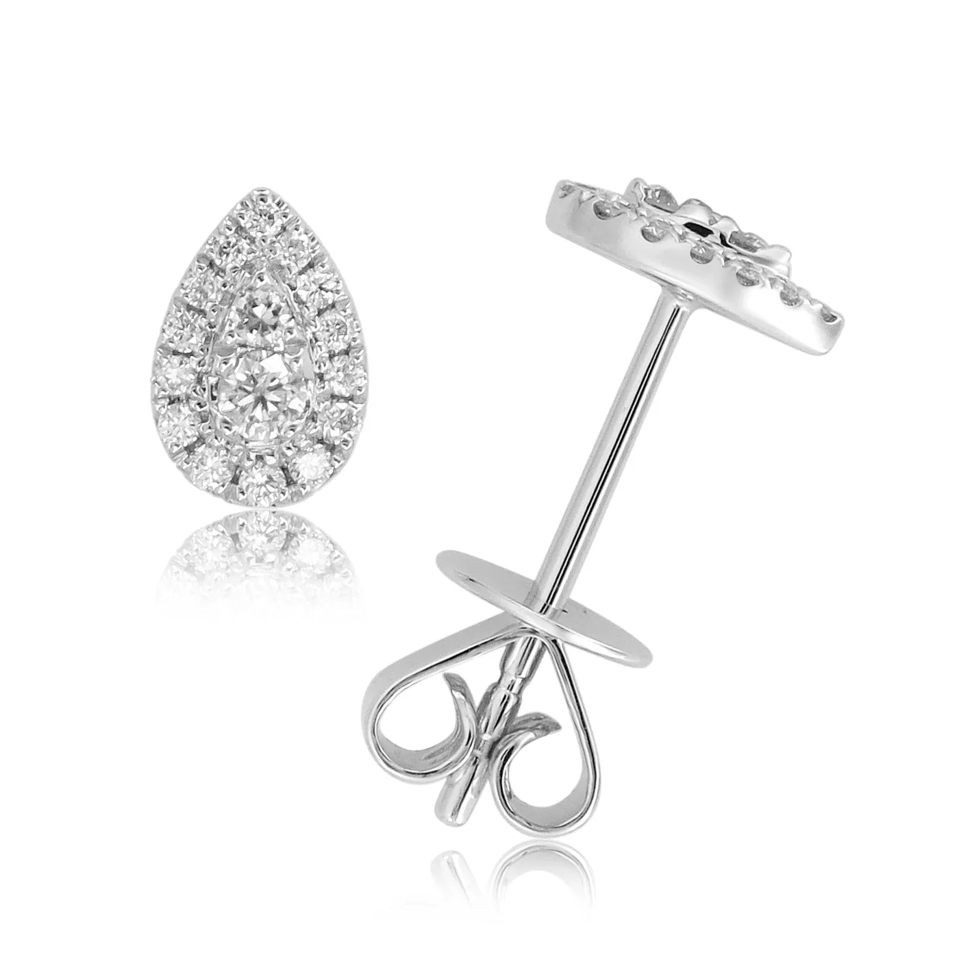 18k Gold & Diamond Pear-Shaped Stud Earrings - 0.15ct