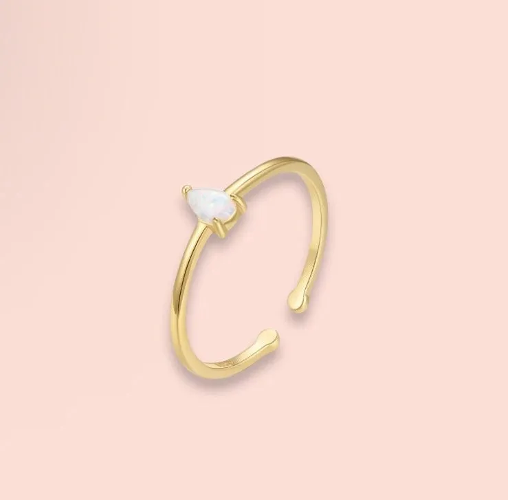 18K Gold Plated Opal Drop adjustable ring!