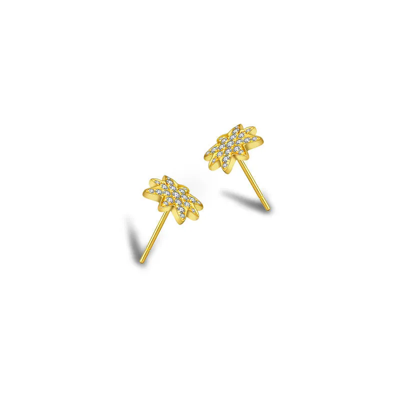 18k Gold Star Diamond Earring