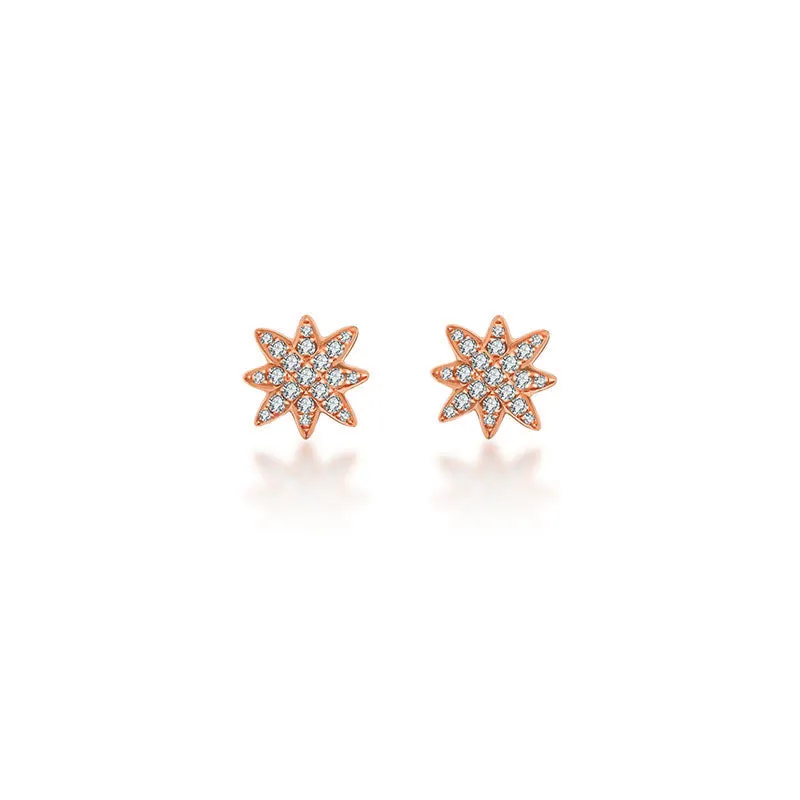 18k Gold Star Diamond Earring