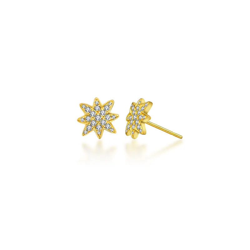 18k Gold Star Diamond Earring
