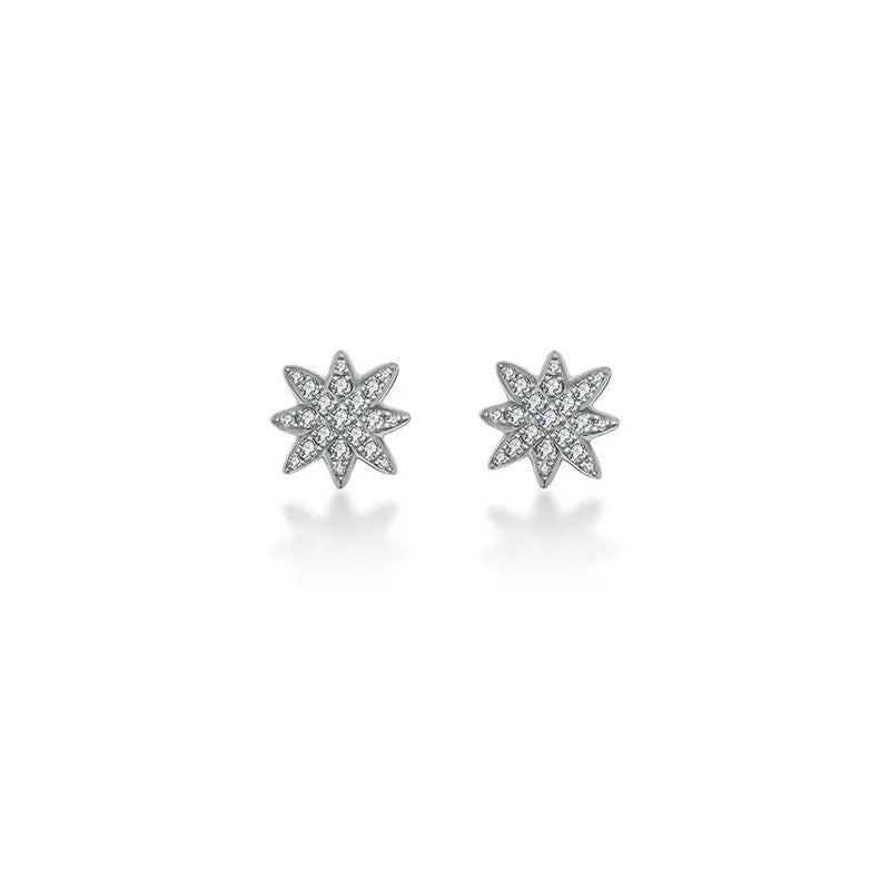 18k Gold Star Diamond Earring