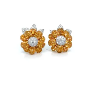 18kt Invisibly Set Flower Stud