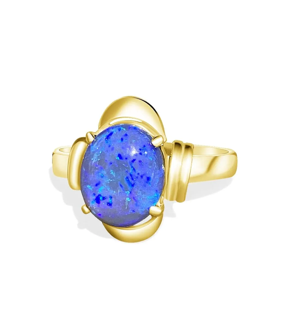 18kt Yellow Gold Black Opal ring
